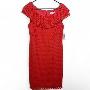 dressbarn Coral Eyelet Midi Dress
